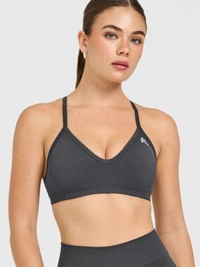 Oner Active Grey Racerback Sports Bra with White Logo